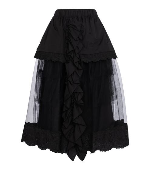 棉质与薄纱高腰中长半身裙 | Simone Rocha