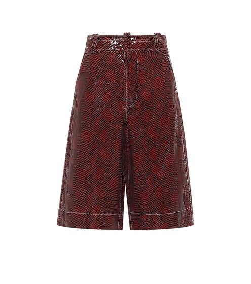 Snake-effect leather shorts | Ganni