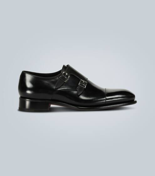 Double monk-strap leather shoes | Santoni