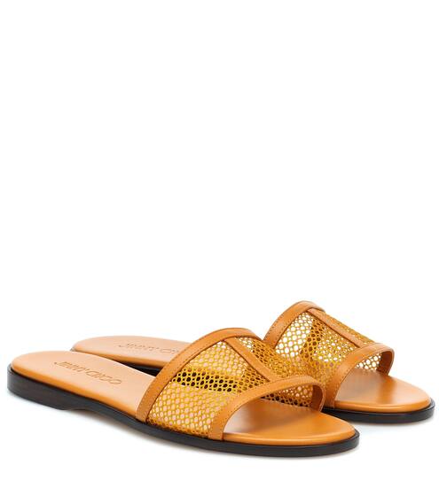 Minea leather and mesh slides | Jimmy Choo