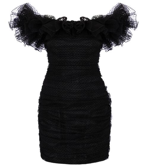 圆点织花露肩迷你连衣裙 | Alexandre Vauthier