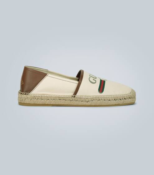 Logo帆布草编鞋 | Gucci