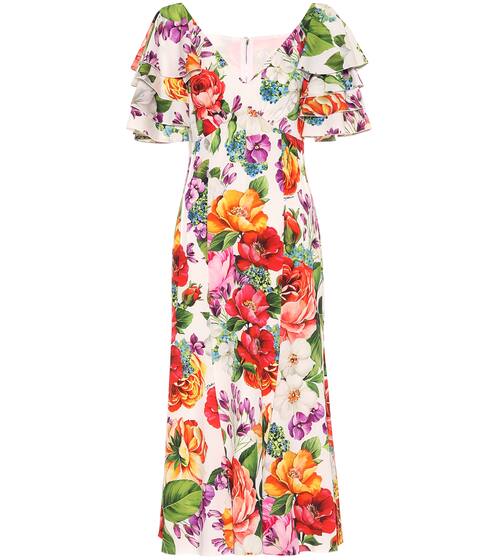 Floral stretch-silk midi dress | Dolce & Gabbana