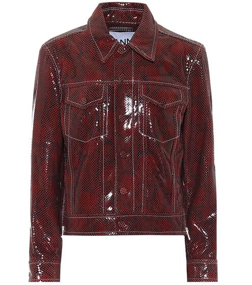 Snake-effect leather biker jacket | Ganni