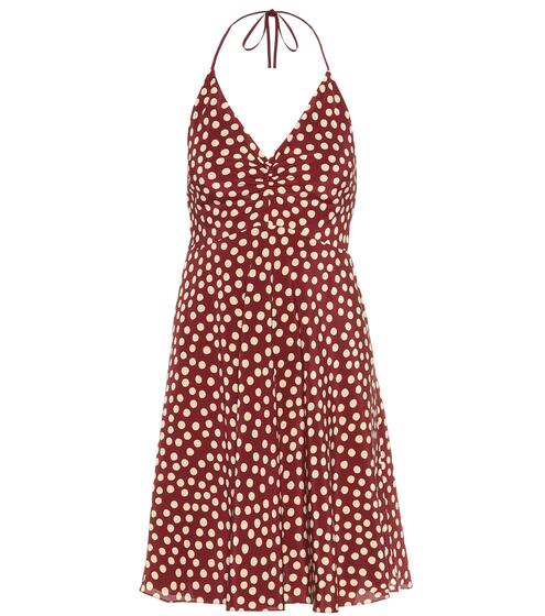 Dotted silk crêpe de chine minidress | Saint Laurent