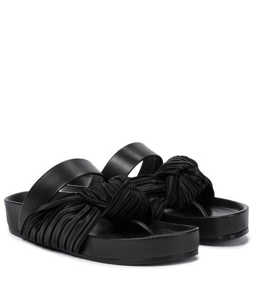 绳结缎布与皮革凉鞋 | Jil Sander