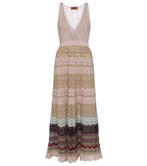 条纹弹力真丝中长连衣裙 | Missoni