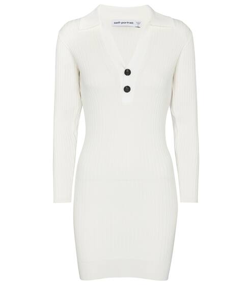 罗纹针织迷你连衣裙 | Self-Portrait