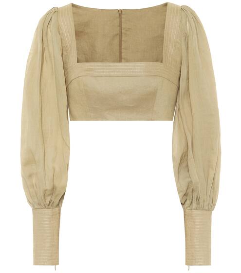 Exclusive to Mytheresa – Cropped ramie and linen blouse | Zimmermann