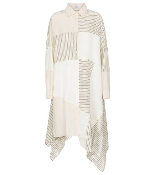 拼接亚麻混纺衬衫裙 | Loewe