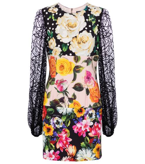 蕾丝边饰花卉迷你连衣裙 | Dolce & Gabbana