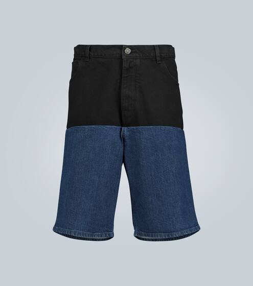 Paneled wide-leg denim shorts | Raf Simons