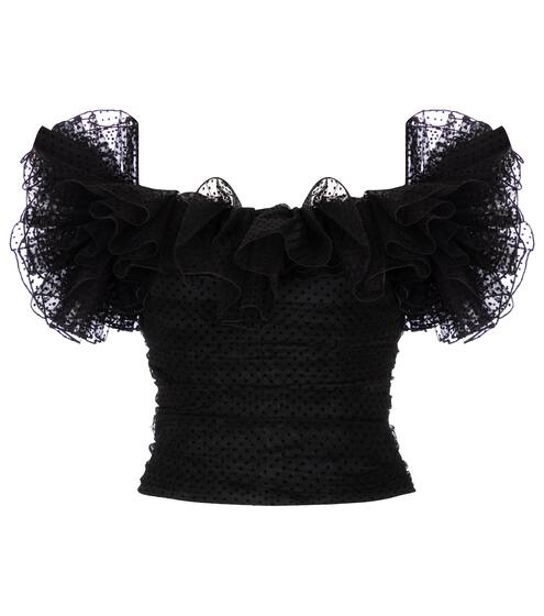 圆点织花绢网露肩上衣 | Alexandre Vauthier