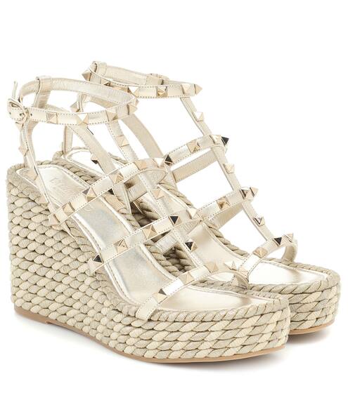 Valentino Garavani Torchon leather wedge sandals | Valentino