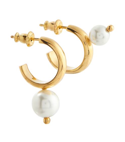 人造珍珠装饰镀金圈形耳环 | Simone Rocha