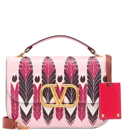 Valentino Garavani VLOCK printed leather shoulder bag | Valentino