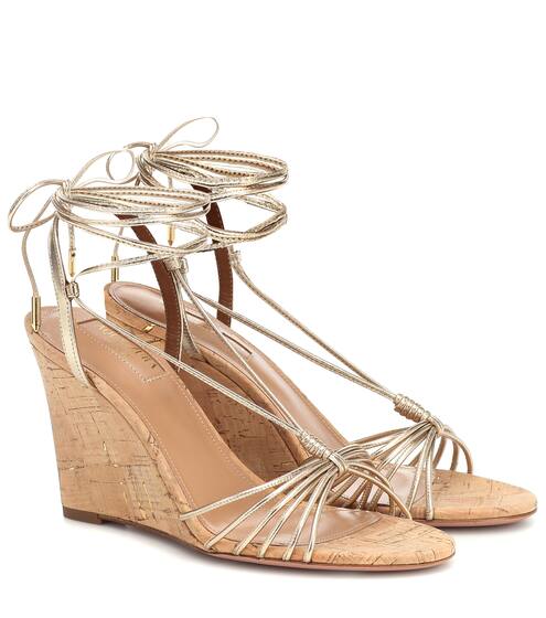 Whisper 85 leather wedge sandals | Aquazzura