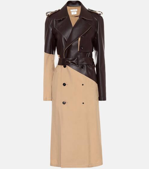 Leather and wool gabardine trench coat | Bottega Veneta