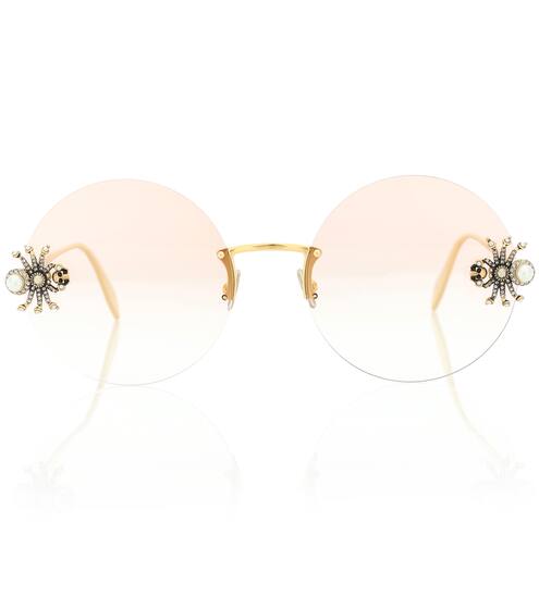 Crystal-embellished round sunglasses | Alexander McQueen