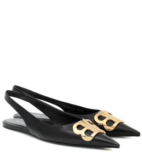 BB coated-denim ballet flats | Balenciaga
