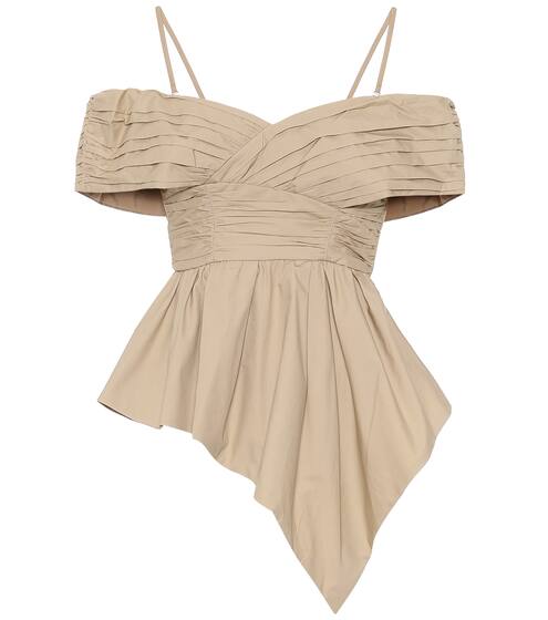 Off-the-shoulder poplin top | Self-Portrait