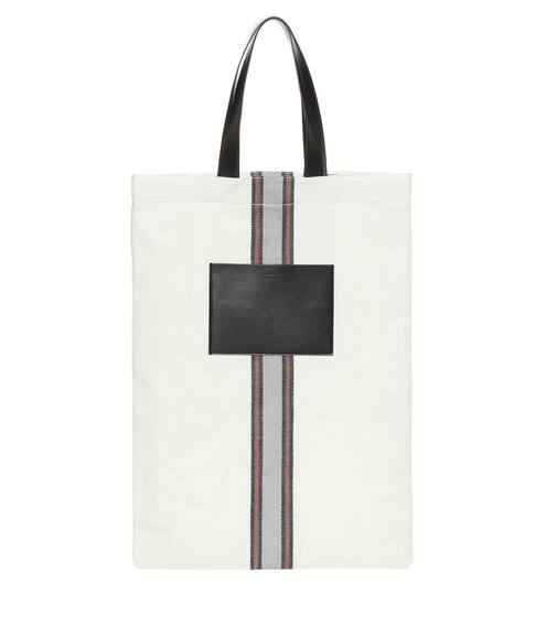 Exclusive to Mytheresa – leather-trimmed canvas shoulder bag | Jil Sander