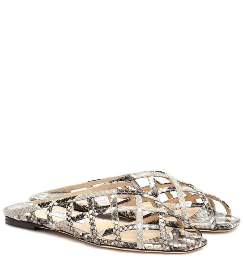 Sai snake-effect leather slippers | Jimmy Choo