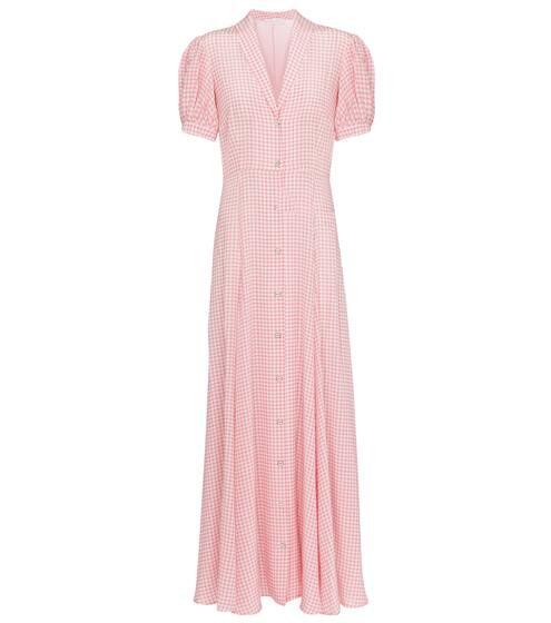 Bel格纹真丝加长连衣裙 | Caroline Constas