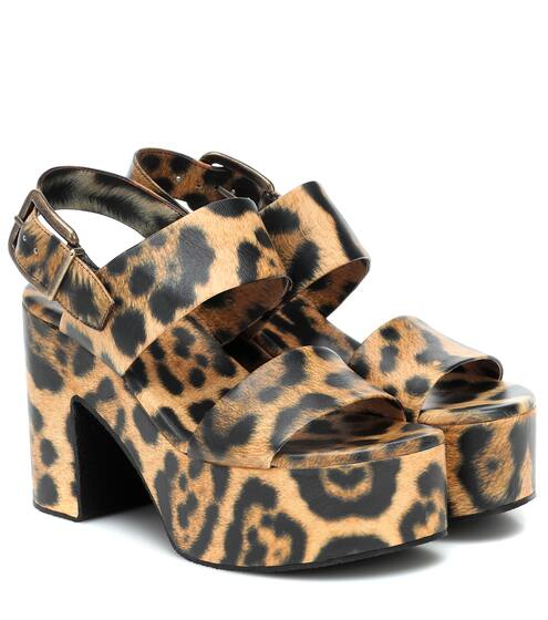 Leopard leather platform sandals | Dries Van Noten