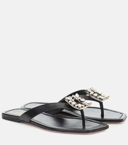 Embellished leather thong sandals | Roger Vivier