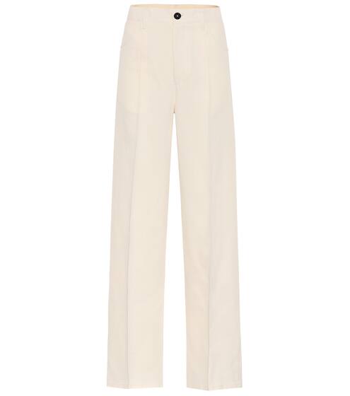 High-rise cotton and silk pants | Jil Sander