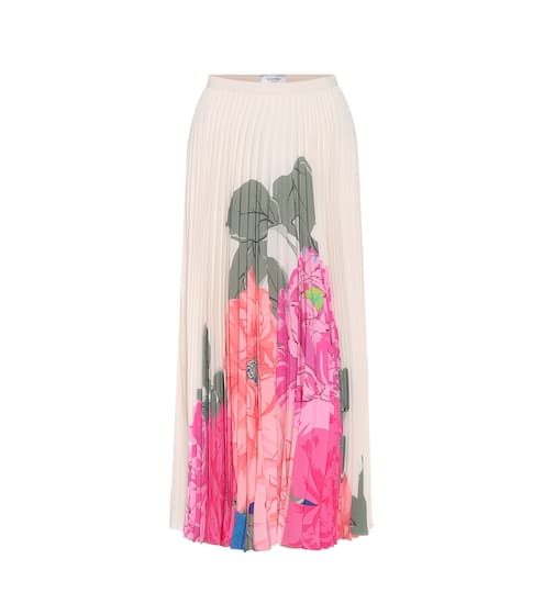Pleated floral silk midi skirt | Valentino