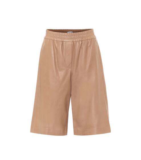 High-rise leather bermuda shorts | Brunello Cucinelli