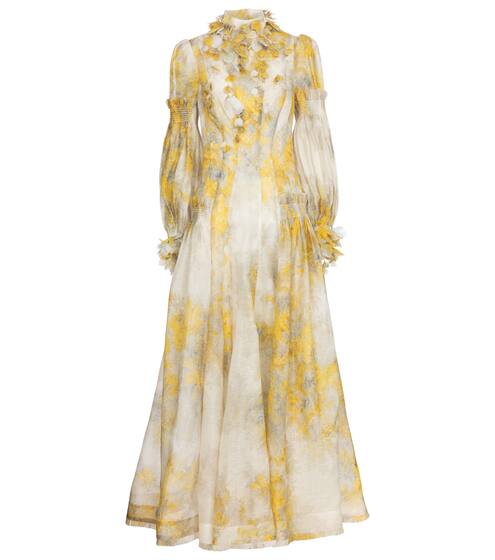 Botanica花卉真丝亚麻欧亘纱长礼服 | Zimmermann