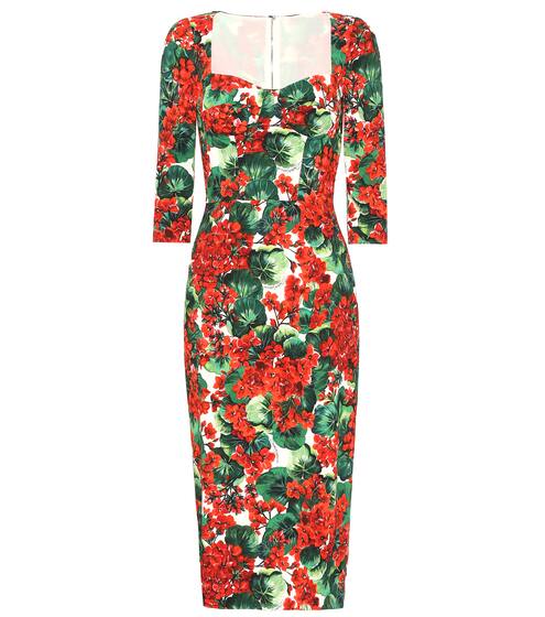 Floral stretch crêpe midi dress | Dolce & Gabbana