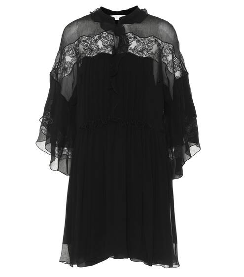 Embroidered silk-crêpon minidress | Chloé